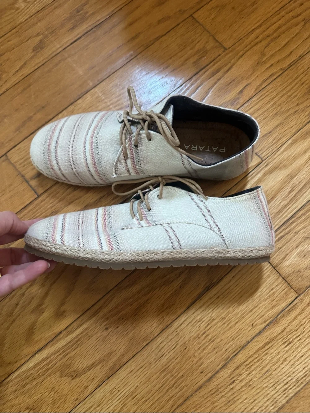 Patara Mens Nomad Woven Striped Derby Lace Up Shoe Espadrille Sz 8 Boho Coastal